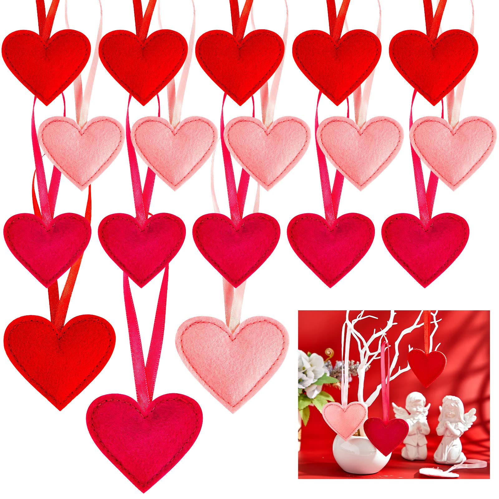 Amazon.co.jp: 36ピース フェルトハートオーナメント ピンクローズ